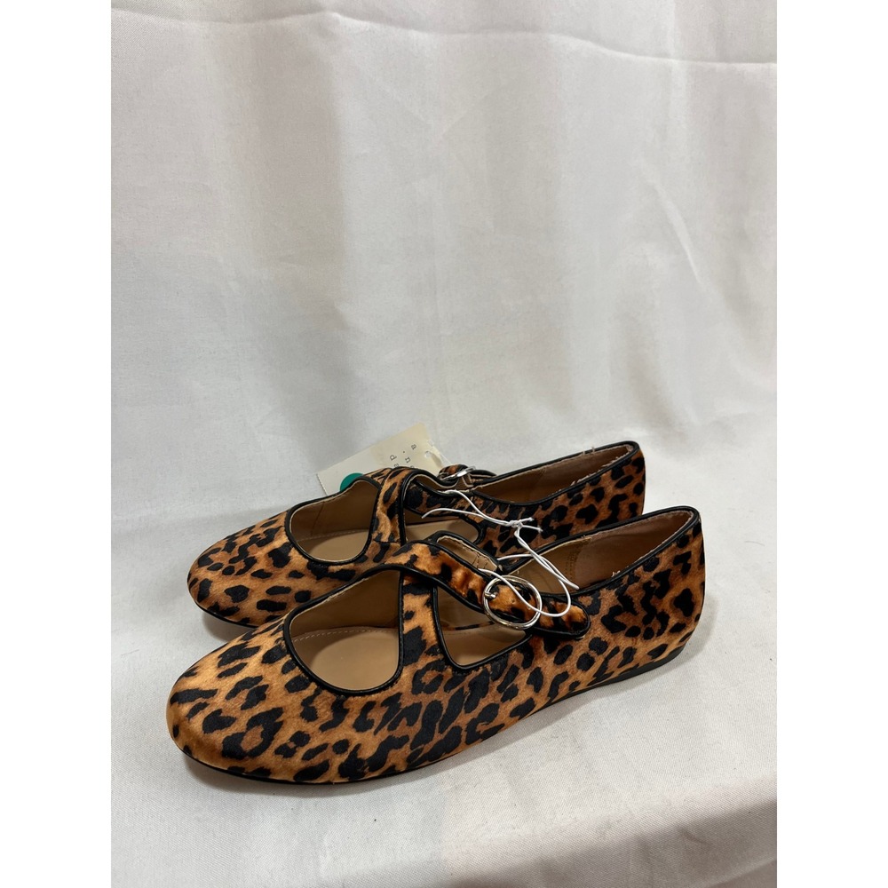 A‎ New Day Leopard Print Mary Jane Flats Animal Print Buckle Shoes Women Size 8
